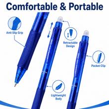 Retractable Erasable Gel Pen Set, 2 Pens + 20 Replacement Refills + 1 Eraser, 0.5mm Fine Point Refillable Erasable Pens, Smooth Writing Click Pens For Students, School, Office, Notes, Homework & Journaling - Multicolor - View 7
