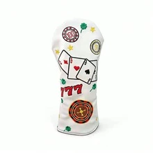 Creative Poker Chip Embroidered Golf Club Head Cover, PU Leather Wear-Resistant Driver/Fairway Wood/Hybrid Club Head Protector - White - View 7