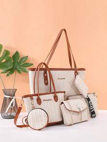 Bags > Women's Bags > Women's Multi-Piece Set Shoulder Crossbody Tote Bag! Unique Diamond Pattern Pattern, Large Capacity And Exquisite Style, Cross-Border Fashion Favorite, Effortlessly Stylish. - Brown - View 4