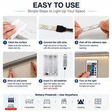 Bedroom Decor LED Light Strip, 3.28ft-49.2ft Room LED Lights. Battery Powered (Batteries Not Included), 24-Key Remote Control. Suitable For Room Decoration, TV Backlight, Wedding And Party Decoration, Christmas And Halloween Decoration. - RGB Battery Box - View 3