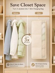 Hanging Compression Storage Bag, Specially Designed For Down Jackets; Wall-Mounted Mesh Storage Bag, Suitable For Coats And Padded Jackets And Other Heavy Clothing; Suitable For Folding Storage Of Suits And Trousers, Saving Closet Space - Multicolor - View 5
