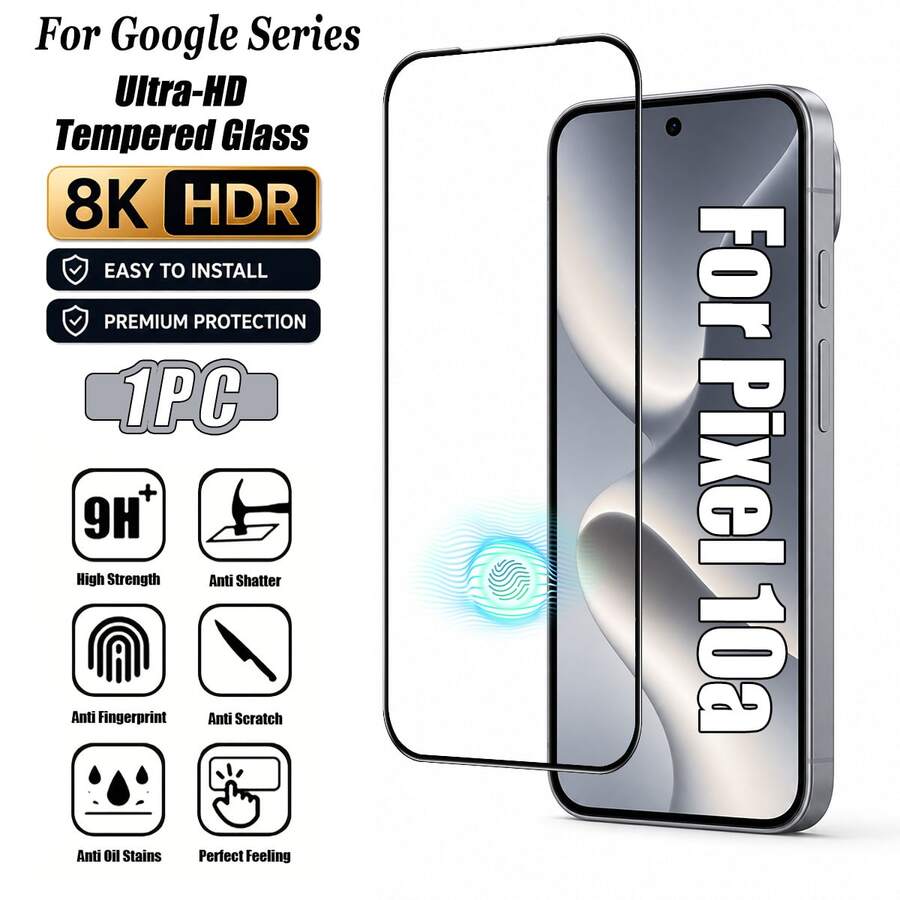 CASECOPS 1片超高清螢幕保護玻璃，支援指紋解鎖！相容於 Pixel 11 Pro XL/11 Pro/11、10a/10 Pro XL/10 Pro/10、9a/9 Pro XL/9Pro/9。9H 硬度強化玻璃，支援指紋解鎖！超清晰、高透光率。防油、防刮、防指紋、防塵保護。觸感滑順，快速觸覺回饋。全螢幕覆蓋，無氣泡。