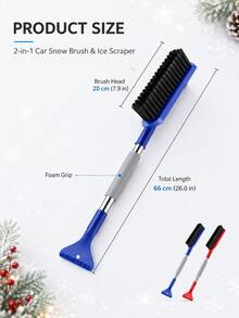 2-In-1 Car Snow Brush And Ice Scraper, Extendable Winter Windshield Cleaning Tool With Foam Handle, Portable Car SUV Truck Snow Brush, Winter Car Essential - A - View 6