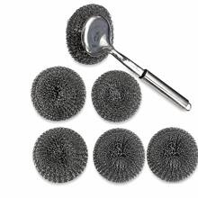 Stainless Steel Pot Brush With Handle, Household Pot Cleaning Tool, Non-Scratch Kitchen Cleaning Brush, Steel Wire Long Handle Dish Brush - Stainless Steel Pot Scrubber - View 10