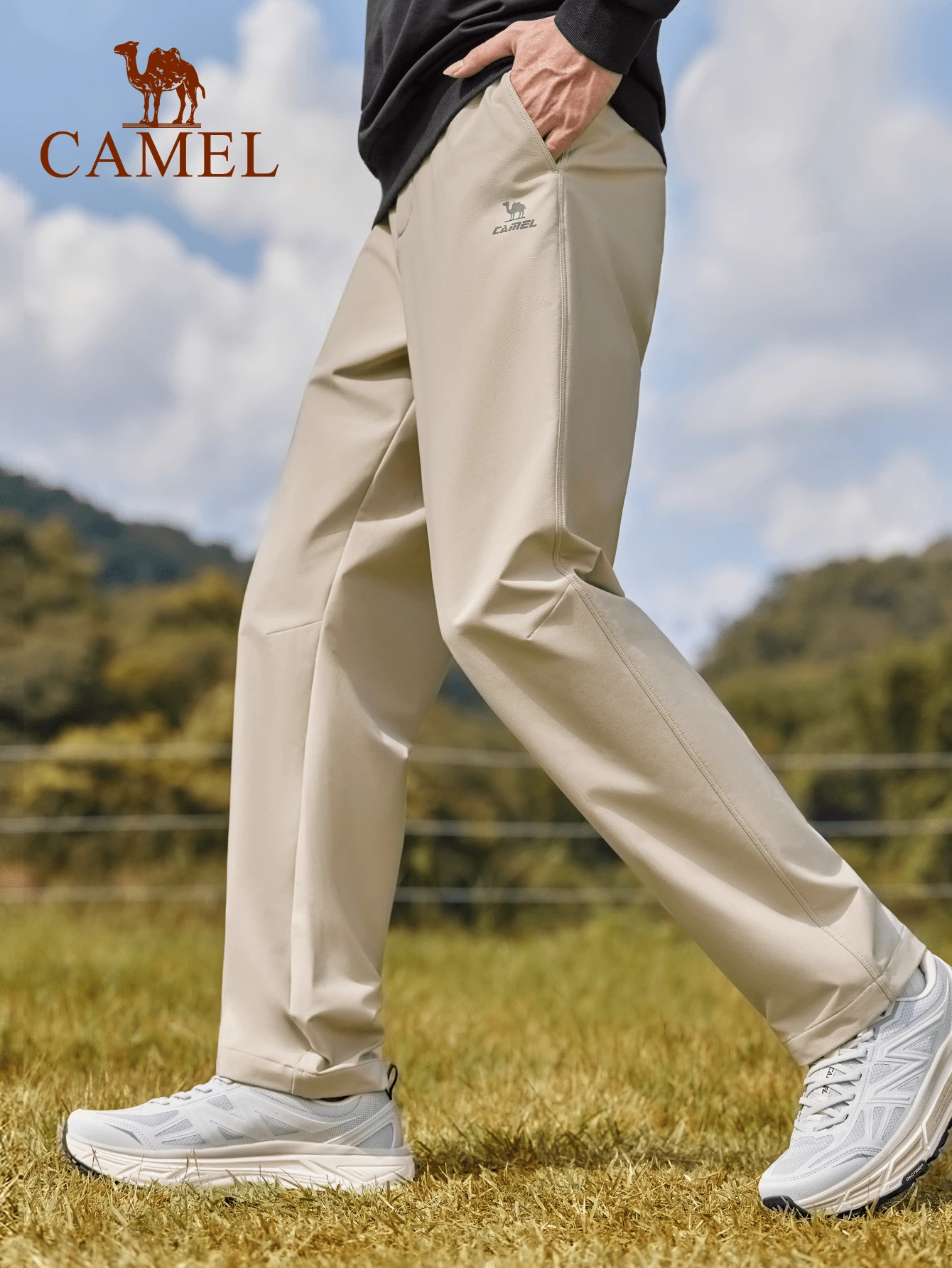CAMEL CROWN Men's Woven Cargo Pants Lightweight Quick Dry Outdoor Hiking Pants Water Resistant Stretch Tactical Casual Work Pants - Khaki - View 1