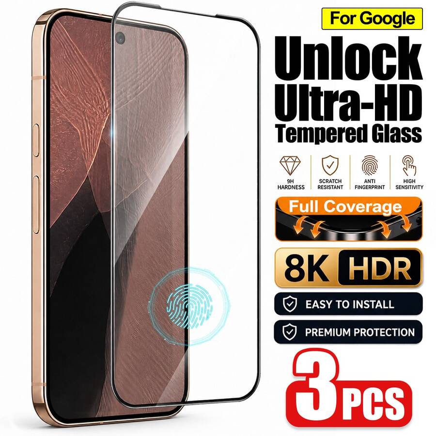 CASECOPS 3片裝超高清鋼化玻璃螢幕保護貼，相容 11 Pro XL/11 Pro/11、10 A/10 Pro XL/10 Pro/10、9A/9 Pro XL/9 Pro/9，支援指紋解鎖，防油防刮防指紋防塵，觸感滑順、觸控反應快，全螢幕覆蓋無氣泡，清晰 4K 顯示，超薄設計，相容手機殼