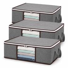 1/3/6/10pcs Home Clothes Storage Bags, Foldable Household Storage Organizer For Home Organization, Clothes, Quilts, Sweaters, Bedding, Bedroom, Pillows And Closet Organizer - Grey - View 13