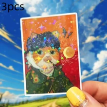 Van Gogh Style Cat Self-Portrait, Using The Soft And Cute Feeling Of Cats To Dissolve The Seriousness, Creative To The Max, Waterproof Vinyl Sticker - Durable Smooth Surface, Self-Adhesive Bumper Sticker, Suitable For Cars, Windows, Laptops, Trucks, Water Bottles - Multi-Functional Durable Design, Car Sticker - Vinyl - View 12