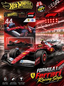 Hot Wheels Premium F1 Ferra-Ri HP Racing Car #44 Die-Cast Model, 1:64 Scale Formu-La 1 Collectible Vehicle With Authentic Team Details, High Speed Motorsport Design, Scuderia Ferrari Racing Collection - Multicolor - View 1
