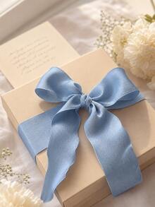 1pc 4cm Wavy Pleated Linen Ribbon, Textured Decorative Trim For Bouquet, Gift, Wedding DIY Packaging, Back To School, Christmas Wreath Decoration, Sewing And Knitting Supplies - Blue - View 3