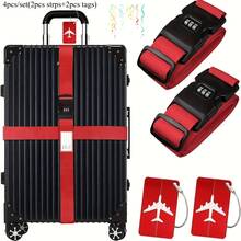 4pcs Buckle Adjustable Luggage Strap For Suitcases Bundling Packing Belt Suitcase Easily Identified Travel Belts Bag Accessories - one-size - View 17