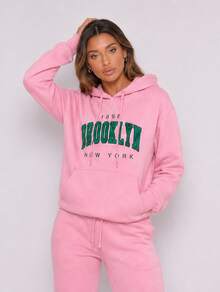 Never me Women's Sports Sweatshirt BROOKLYN Print Pullover Sweatshirt, Long Sleeve Running & Commuting Top - Pink - View 5