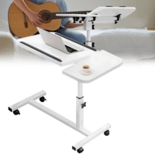 Rolling Overbed Laptop Table With Wheels, Adjustable Tilting Side Table, Computer Desk Table Height Adjustable, Portable Sofa Side Workstation For Bedroom Home Office Study - A - View 13