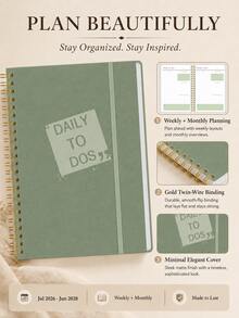 Trees A5 24-Month Weekly & Monthly Planner, 8.15 X 5.71 Inch Green Spiral Bound, Includes Daily To-Do List, Goals, Notes And Colorful Index Tabs, Suitable For Work, Home And Office, Back To School Office Desk Accessories - Green - View 5