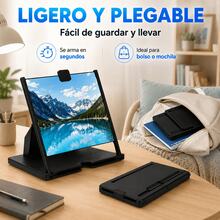 Amplificador de Pantalla para Celular, Lupa Plegable con Efecto de Hasta 10 Pulgadas y Soporte Portátil para Videos, Lectura y Navegación - Rojo - Ver 3