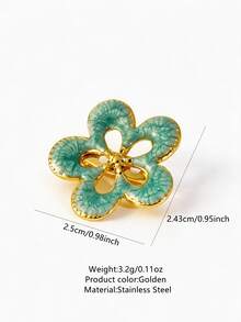 VceTd1PCS Fashionable Vacation Style Stainless Steel Brooch With Hollow Flower Decoration, Suitable For Women To Wear On Vacation Or At Parties - Golden - View 13