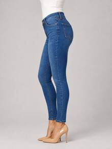Women's Skinny Jeans - 中等水洗藍 - 查看 3