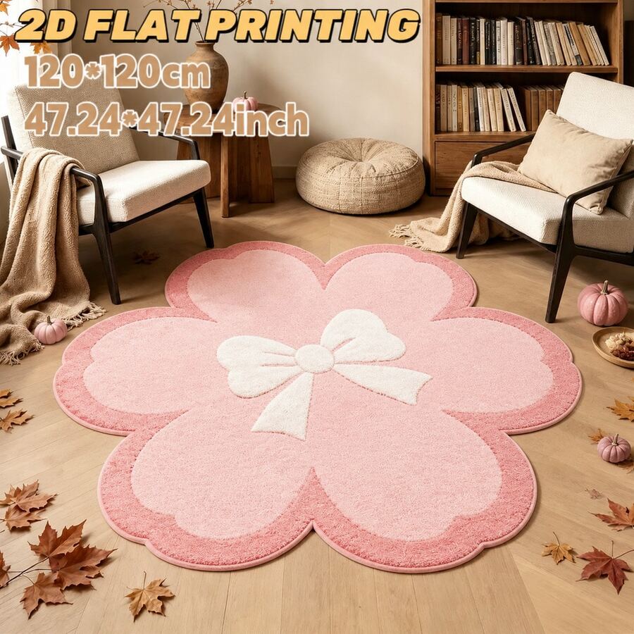 1pc Super Beautiful Pink Petal Round Rug - Soft, Durable, Non-Slip, Machine Washable, Perfect For Holidays, Birthdays, Weddings, Daily Decor, Bedroom Decor, Small Rug, Carpet, Home Decor, Living Room Rug, Living Room Small Rug, Bedroom Rug, Living Room Home Decor, Outdoor Rug, Washable Rug - Multicolor - View 1