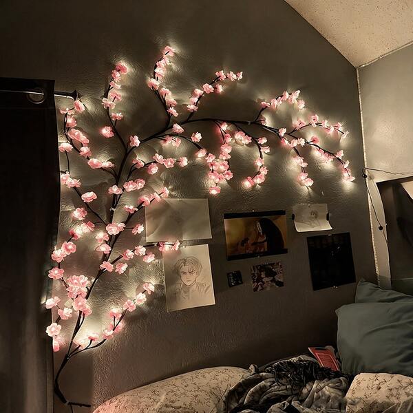 96-144LED Cherry Blossom Tree Light, LED Vine Branch Light, Cherry Blossom Flower Tree, USB Powered, 8 Flashing Modes, Suitable For Outdoor, Living Room, Bedroom, Wall Decoration, Wedding Decor, Party Atmosphere, Valentine's Day, Birthday And Graduation Gifts