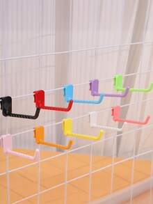 10/5pcs Compact Plastic Macaron Color No-Drill Hooks, Suitable For Bathroom, Shower Room And Door Side, Multi-Functional Towel Key Hooks, Car Key Hooks, Practical Bohemian Style, Random Color - Multicolor - View 2