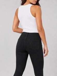 Women's Skinny Jeans - 黑色 - 查看 4