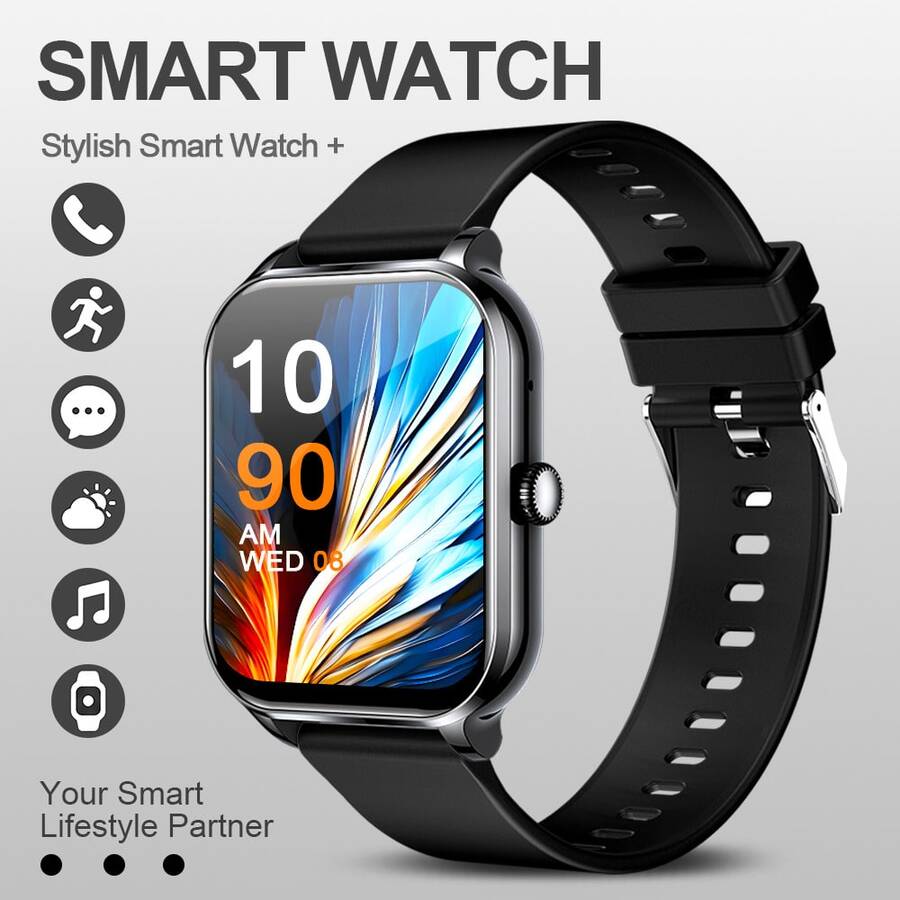 1pc Men's & Women's Smart Watch, 1.83" Full Screen Touch, 300mAh Long Battery Life, Call/Answer Calls, Pedometer, Calorie, Sports Tracking, Alarm, Call & Message Notifications; Multi-Function Sports Smart Watch, Compatible With Android And IOS Systems - Multicolor - View 1