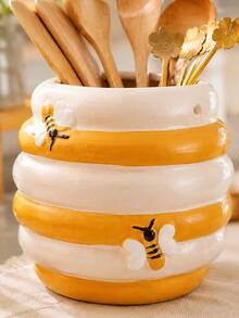 1pc Bee Hive Kitchen Utensil Holder, Cute Bee Kitchen Organizer For Cooking Spoons, Spatulas And Cutlery, Countertop Storage Container, Kitchen Tool Holder, Farmhouse Kitchen Decor, Dining Table Organizer, Housewarming Gift For Home (Bring A Rope) - Multicolor - View 7