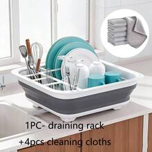 1/2/3/5Pcs Foldable Dish Drainer Rack, Portable Tableware Draining Basket Set, Kitchen Bowl & Plate Storage Rack, Foldable Dish & Plate Organizer, Plate Area, Cup Area, Cutlery Compartment, Water Drainage, Ventilation & Quick Drying, Foldable Space-Saving, Thickened & Wear-Resistant, Hollow Drainage, Foldable & Easy Storage, Non-Slip Feet, Suitable For Small Kitchens, Rental Apartments, Dormitory Kitchen Storage, RV Camping, Picnic Portable Organizer, Countertop Water Control Storage, Foldable Portable Dish Rack, Countertop Water Control Storage Basket, Camping Portable Draining Basket, Kitchen Space-Saving Organizer - Multicolor - View 17