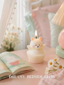 Sweet Bear Decorative Scented Candle, Handmade 3D Cupcake Design, Soft Vanilla Inspired Aroma And Warm Glow, Charming Tabletop Decor, Suitable For Birthday, Wedding, Tea Party, Dinner, Photo Prop, Romantic Celebration, Friendship Gift, Holiday Surprise - Multi-fragrance - View 5