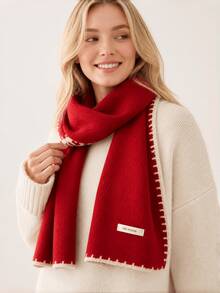 1pc Women's Knitted Scarf, New Winter Thick Woolen Scarf, Versatile Neck Warmer For Students, Couples, Office Workers, Suitable For Daily Commute Wear - Multicolor - View 4