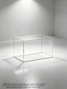 1pc Transparent Acrylic Display Box With White Base, Dust-Proof Storage Organizer Box, Suitable For Flowers And Toys, Home Living Room And Bedroom Decor, Perfect Birthday Gift For Women Or Bridesmaids - White - View 10