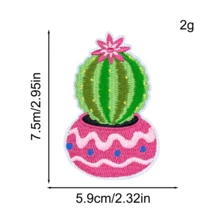 12Pcs Colorful Cactus Embroidered Patches, Cute Potted Plant Applique Patches For Jackets, Jeans, Backpacks, Hats & DIY Clothing Decor - Multiple Styles - View 3