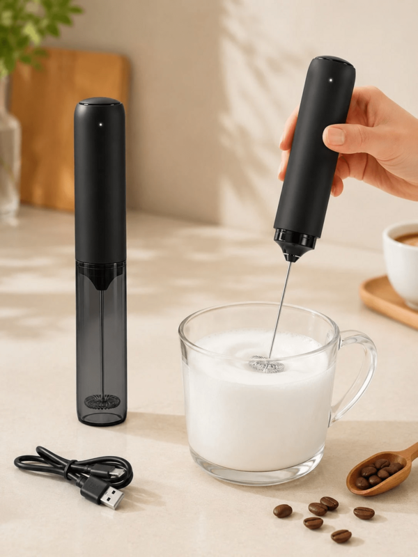 1pc USB Rechargeable Handheld Electric Milk Frother, Portable Coffee Milk Frother With Transparent Storage Case And Metal Stirring Head, Suitable For Coffee, Latte, Cappuccino, Hot Chocolate, Matcha Drinks, Home Kitchen And Office Use