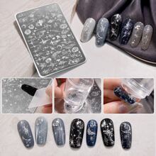 Nail Art Transfer Stamping Plates, Multiple Star Moon Floral Patterns, Sword Element, Stainless Steel Material, Easy Transfer, Portable, Simple To Use, Nail Salon DIY Tool, Use With Scraper And Transfer Glue, Nail Salon DIY Tool - Multicolor - View 3