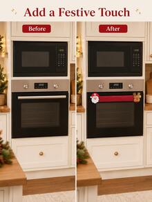 Christmas Style Refrigerator Handle Cover - Suitable For Various Appliances (Refrigerator, Microwave, Dishwasher); Ideal Choice For Indoor Christmas Decoration And Holiday Party Supplies; Washable Handle Cover, Create Festive Atmosphere - Multicolor - View 9
