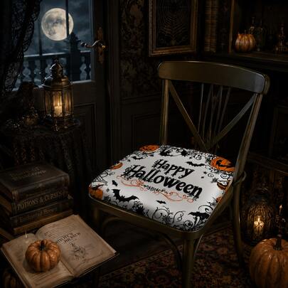 2/4/6pcs Halloween Pattern Printed Milk Silk Seat Cushion Covers, High Elasticity Full Coverage Dining Chair Seat Covers, Halloween, Can Be Used As Halloween Gifts, Halloween Decoration, Removable Washable Dust-Proof Chair Protector Covers, Suitable For Kitchen Dining Chairs, Restaurant Chairs, Living Room Chairs, Office Chairs And Home Decor
