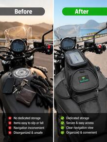 Motorcycle Tank Bag Magnetic Tank Storage Bag With Transparent Touchscreen Phone Window For Navigation, Multi-Pocket Oxford Cloth Motorcycle Tank Luggage Bag, Street Bike Sport Cruiser Riding Gear Storage Bag, Motorcycle Accessories - A - View 6