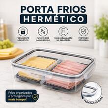Pote Porta Frios Hermético com Tampa e Divisoria 1L | Organizador de Geladeira para Presunto, Queijo e Frios - Visão 6