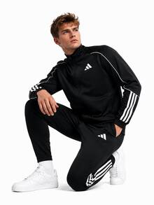 Adidas 2pcs Men's Knit Tracksuit Set, Stand Collar Jacket And Sweatpants - Black and White - View 2