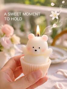 Sweet Bear Decorative Scented Candle, Handmade 3D Cupcake Design, Soft Vanilla Inspired Aroma And Warm Glow, Charming Tabletop Decor, Suitable For Birthday, Wedding, Tea Party, Dinner, Photo Prop, Romantic Celebration, Friendship Gift, Holiday Surprise - Multi-fragrance - View 10