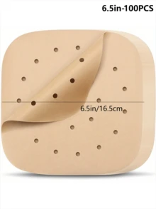 50 Pcs Unbleached Square Perforated Parchment Paper , Square Perforated Parchment,Disposable Air Fryer Paper Liners, Suitable For Air Fryer, Oven, Steamer, Microwave, Baking Tools, Kitchen Small Tools, Home Kitchen Supplies ,Air Fryer Liners ,Squar - View 11