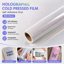 300*21cm Brand-New Self-Adhesive Cold-Pressed Film, Small Dot Pattern Cold-Pressed Film, Holographic Label Self-Adhesive Laminated Film And Transparent Cold-Pressed Vinyl Craft Products Can Be Used Without Heating And Laminating Machine - Circular Dots - View 1