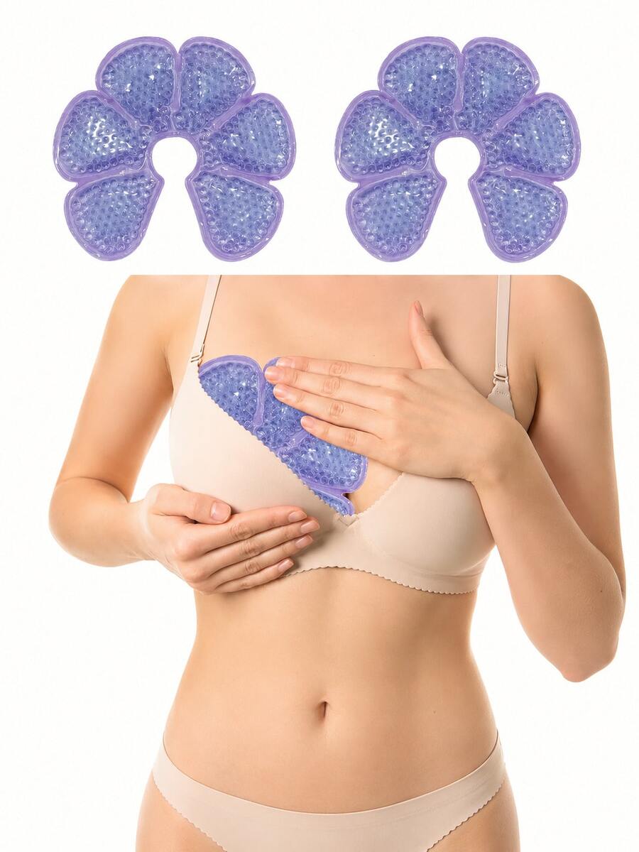 可重複使用冷熱乳房凝膠墊 矽膠冰敷乳墊，適用於哺乳、放鬆與泡泡浴，雙面設計，哺乳時有效冷敷