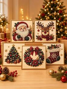 Shiny Pearl Bead DIY Diamond Painting Craft Kit, Vintage Country Christmas Style, Multiple Pattern Options, Ideal Christmas Gift For Living Room, Bedroom And Indoor Decor. Both A Stress-Relieving Craft Activity And A Perfect Home Wall Decoration For Autumn/Winter And Christmas Season - A - View 8