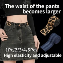 1Pc/2/3/4/5Pcs Waist Extender Tool For Jeans And Skirts - Elastic Waistband Extension Buckle Adjuster, Waist Expander, Suitable For Pants, Skirts, Elastic Waistbands (Leopard Print, Blue) - Multicolor - View 1