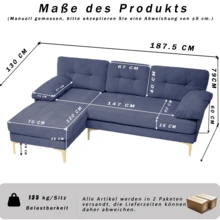 Sofa Made Of Wood Mid-Century Retro With Cushion Modern Blue For Living Room - 藍色 3 人座 - 查看 7