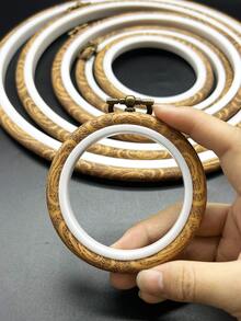 Vintage Faux Wood Grain Round Embroidery Hoops, 3pcs/Set, 6 Sizes Available, 8.1-25.8cm Full Range, Cross Stitch Handmade Craft, Frameless Direct Wall Hanging, Desktop & Wall Decor - Antique Round Embroidery Hoop - View 8
