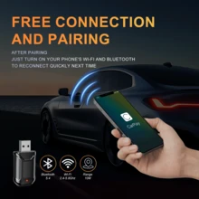 2合1無線CarPlay與Android Auto適配器－即插即用CarPlay轉換器，快速自動連線，無延遲，緊湊設計，兼容與Android，配備USB/USB-C接口，Android無線CarPlay，汽車音響升級，現代汽車配件 - M30R - 查看 5