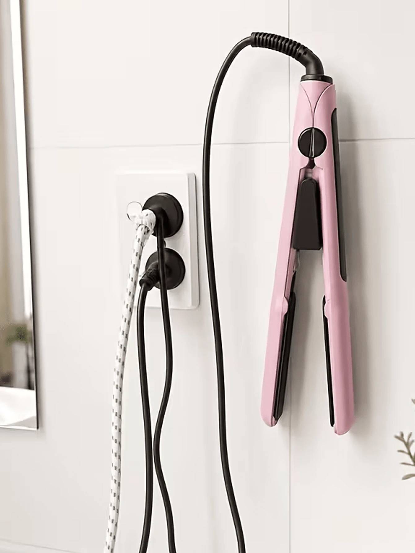 Giá đỡ máy duỗi tóc chịu nhiệt, kệ treo tường không cần khoan để lưu trữ máy uốn tóc, kệ sắp xếp dụng cụ tạo kiểu tóc tiết kiệm không gian cho tủ phòng tắm - Nhiều màu - Xem 1