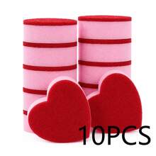 10PCS Heart-Shaped Cleaning Sponges, Dishcloth For Washing Dishes, Wiping Sink, Stove, Pots, Bowls And Cutlery, Cleaning Tools Suitable For Dishes, Countertops, Stackable Sponge Design, Colorful Cleaning Accessories, Heart-Shaped Sponge Stack, Durable - love - View 10